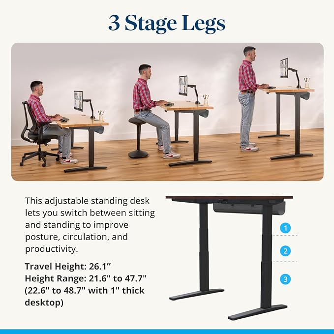 UPLIFTDESK V3 2-Leg Walnut Laminate Wood Standing Desk – Adjustable Height, Advanced 1-Touch Memory Keypad, Under Desk Cable Management, Wire Grommets & Rocker Board (Black C-Frame, 60 x 30 inch)