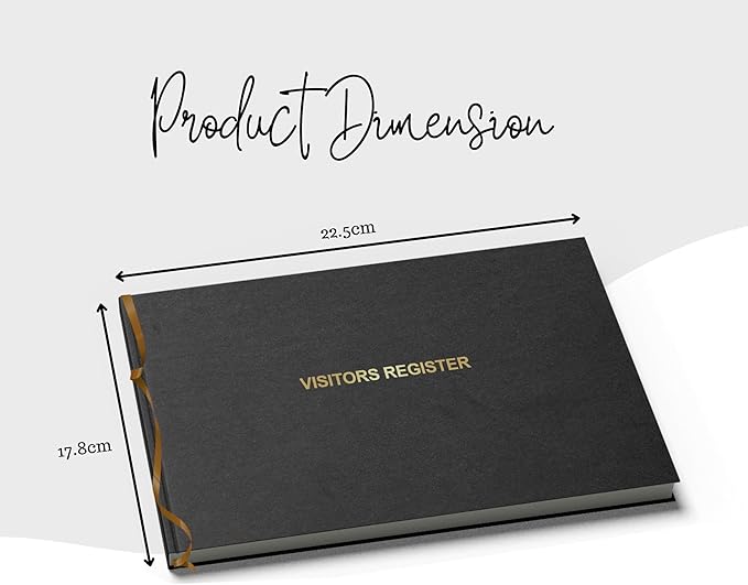 Officewerks Visitors Register & Guest Book, 120 Pages, 8 7/8" X 7", Black Hardbound Cover, Durable Smyth Sewn Binding