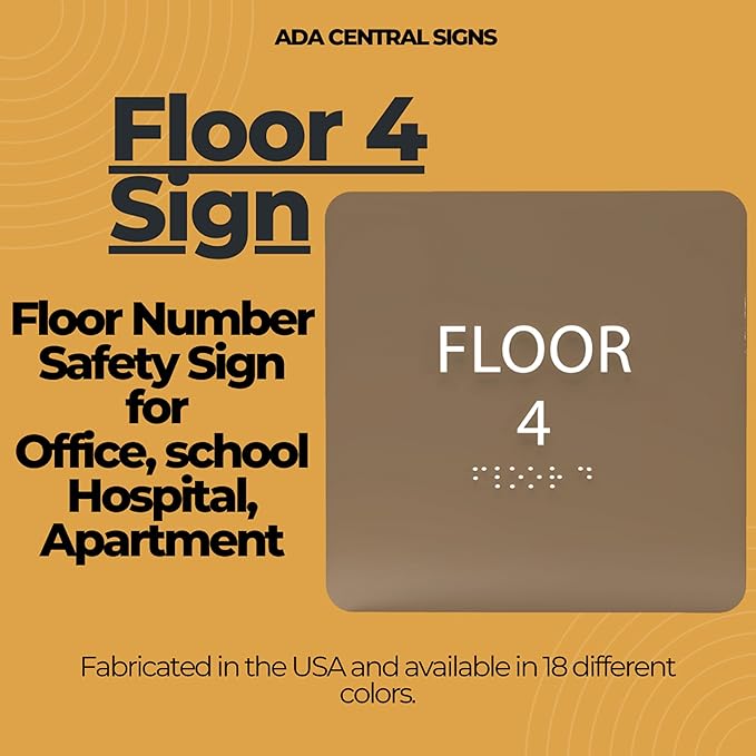 Cold Blue ADA Floor 4 Sign with Braille – Made from Durable Acrylic and Ready to Mount