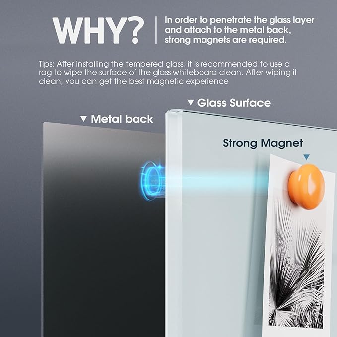 MaxGear Glass Whiteboard, Tempered Magnetic Dry Erase Board 72 x 48 Inch, Frameless Wall Mounted, Office Classroom Conference Room Home Use, Includes Markers, Eraser, Magnets & Mounting Kit