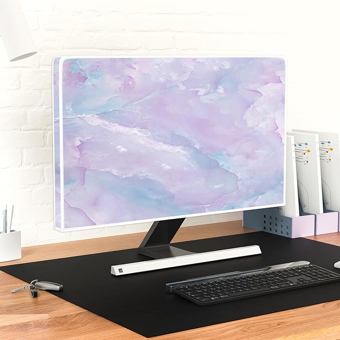 Baocicco Violet Marble Waterproof 80 Inch TV Dust Cover Anti-Static Dustproof Abstract Creative Desigen Television Accessories TV LCD Screen Texture TV Decoration for LED LCD OLED TVs
