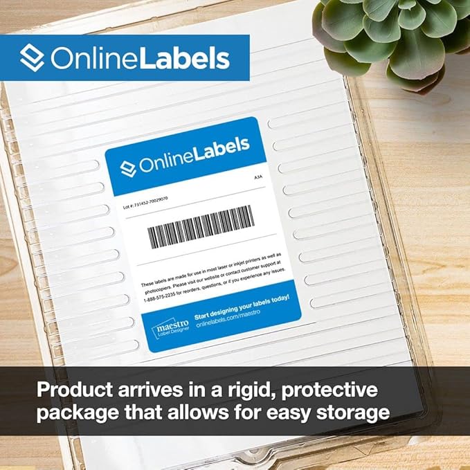 Sticker Paper, 1,000 Sheets, White Matte, 8.5" x 11" Full Sheet Label, Works with Inkjet and Laser Printer, Compatible with Electronic Cutting Machines, OL177WX, OnlineLabels