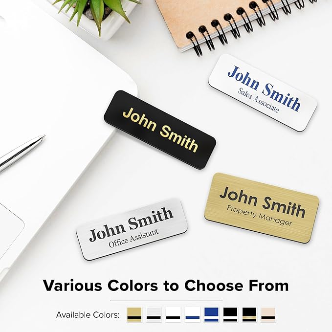 Custom Engraved Name Tags, Magnetic Tags, Personalized Name Tags, 1" x 3", Durable Engravable Impact Acrylic Material, Made in the USA by My Sign Center (Classic Rectangle)