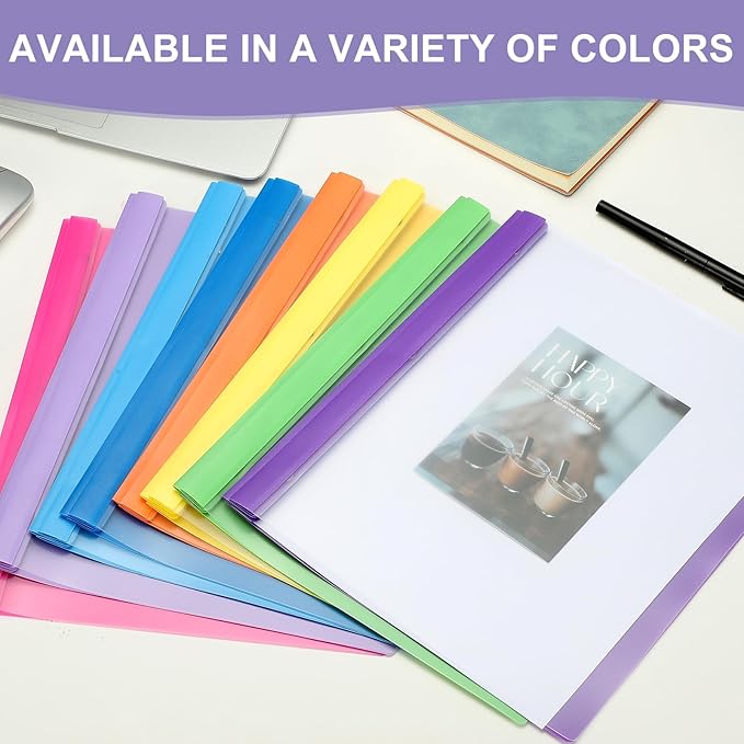 PATIKIL Plastic Report Covers with Prong, 10 Pcs 80 Sheet Clear Front Presentation Binders with 3 Metal Prong Fasteners Report Folder for Resume Documents Files Letter, Sky Blue