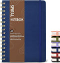Dotted Spiral Journal Notebook, A5 Hardcover Spiral Journals for Women Men, 100 GSM Dot Grid Paper Notebooks, 150 Pages Spiral Bullet Dotted Notebook for Writing Note Taking 5.75" x 8.38", Navy Blue