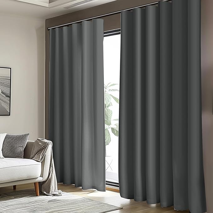 Cbsroro Room Divider Blackout Curtain Track Curtains Wall Dividers Panels Screen for Living Rooms Bedroom Office Privacy Partition Separation, W120 × L96 Inch,1 Panel, Grey