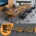Folding Conference Table 4ft 5ft, Foldable Office Meeting Desk for 6 People, Multiple Sizes Colors Mobile Conference Room Table for Training Room School Business Furniture (2, Brown, 63in)
