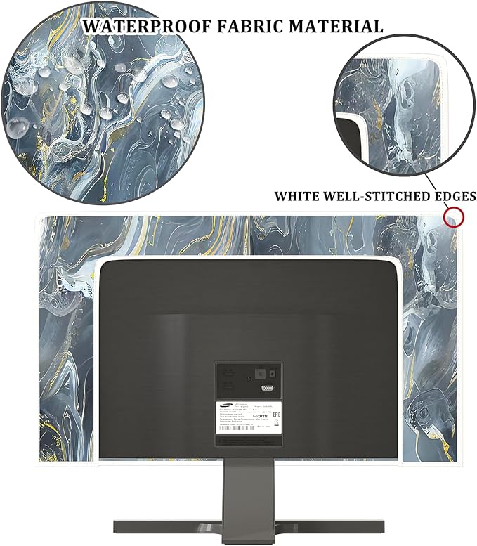 Baocicco Gray Gold Marble Waterproof 70 Inch TV Dust Cover Anti-Static Dustproof Protective Aesthetic Texture Screen TV Covers Full Body Cover for Television Screen Desktop PC LED LCD OLED