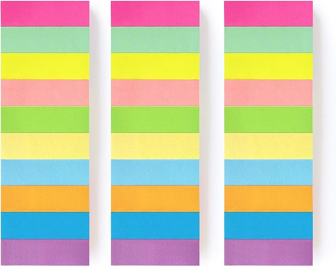 30 Pads 0.5x1.8 Sticky Notes Flags Tabs Page Markers 10 Bright Color Sticky Index Tabs Page Flags 80 Sheet/Pad
