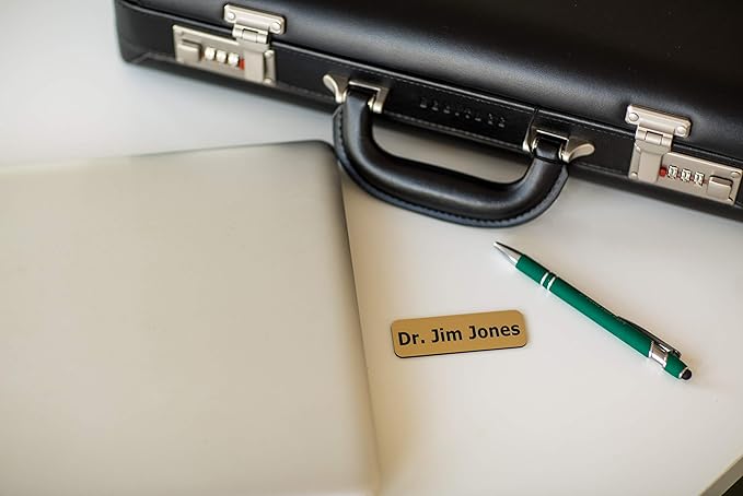Custom Engraved Name Tag Badges – Personalized Identification with Pin or Magnetic Backing, 1 Inch x 3 Inches, Red/White