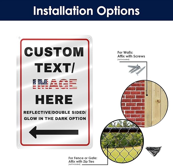 Custom Directional Arrow Sign Large, 20''x15'' Glow in the Dark/Reflective Option, Personalized Metal Address Plaque, Customize for Business Logo, Office, Home, Yard, Outdoor