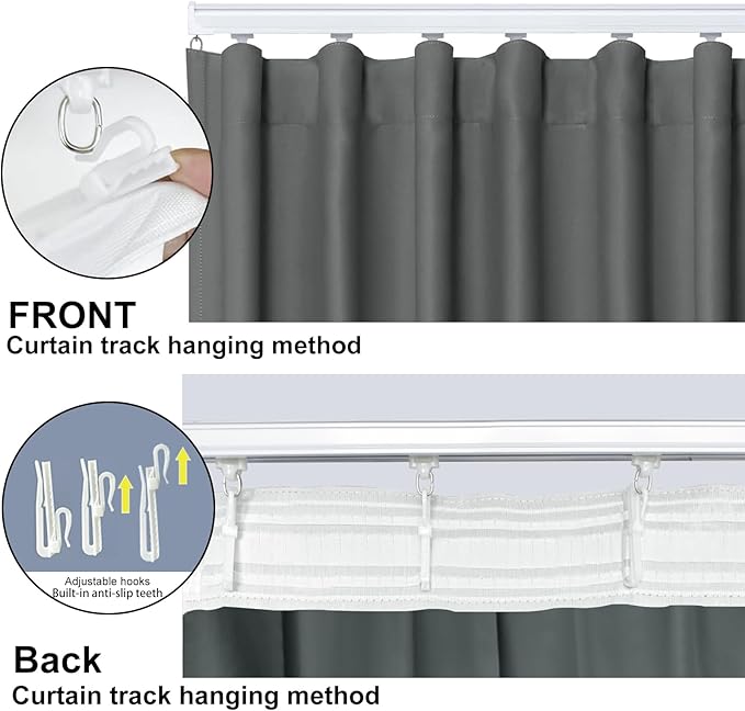 Cbsroro Room Divider Blackout Curtain Track Curtains Wall Dividers Panels Screen for Living Rooms Bedroom Office Privacy Partition Separation, W120 × L108 Inch,1 Panel, Grey