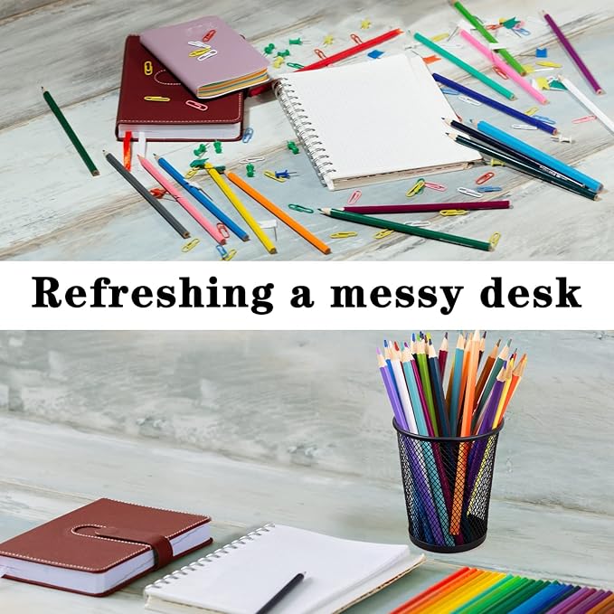 Gwybkq Pen Holder for Desk Mesh Pen Cups Metal Pencil Holder 12 Packs Desk Organizers and Storage