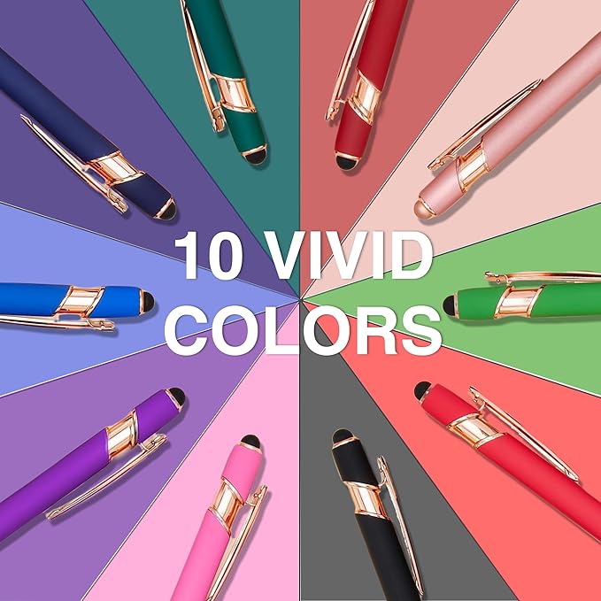 CRME Personalized Pen with Stylus Tip Customized Pens with Name/Logo Perfect Writing Pens With Soft Grip for Superb Comfort and Control Black Ink for School Graduation Work Professional Signature Blue