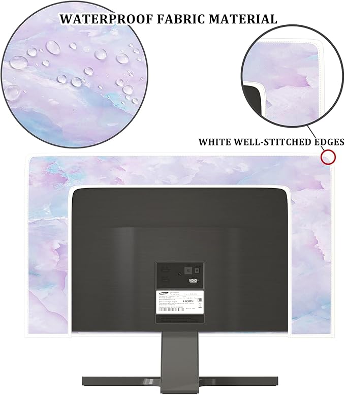 Baocicco Violet Marble Waterproof 70 Inch TV Dust Cover Anti-Static Dustproof Abstract Creative Desigen Television Accessories TV LCD Screen Texture TV Decoration for LED LCD OLED TVs