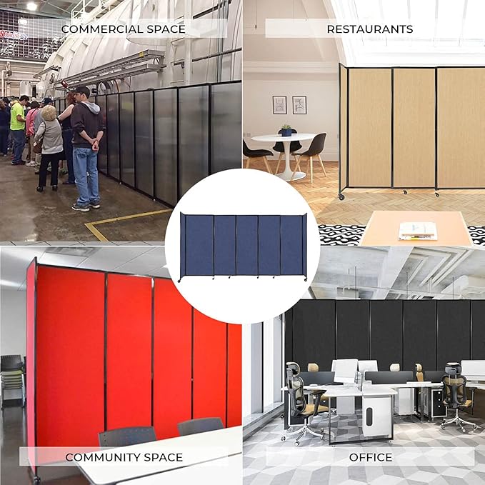Versare Straightwall Sliding Portable Wall Partition | Freestanding Office Dividers | Locking Wheels | Temporary Room Separator | 7'2" Wide x 5' Tall Mocha Fabric Panels