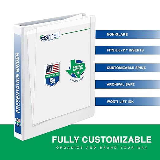 Samsill 1.5 Inch 3 Ring Binders, Made in USA, Economy Round Ring, Clear View Cover, 325 Sheet Capacity - for School, Home, Office - White, 4 Pack