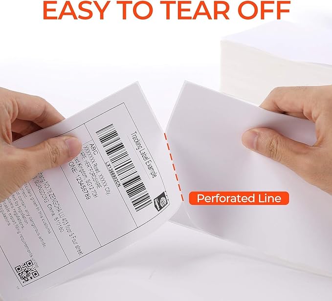MUNBYN Thermal Direct Shipping Label (Pack of 500 4x6 Per Fanfold Labels) - Commercial Grade
