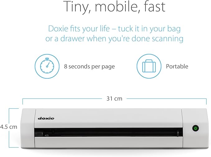 Doxie Go SE - The Intuitive Portable Document Scanner with Rechargeable Battery and Easy Software for Home, Office, or Work from Home