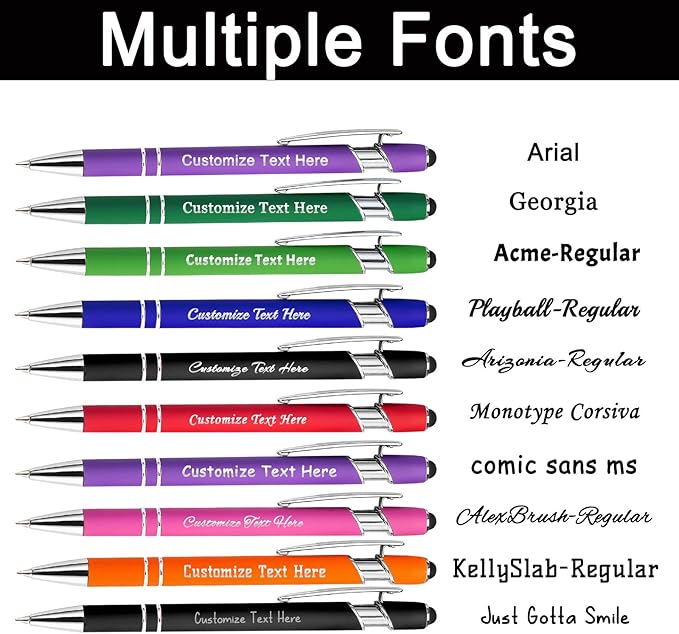 XJone Custom Pens Bulk Personalized Ballpoint Pen with Stylus Tip Customized Engraved Pens with Name Logo Soft Black Ink with Touch Metal Office for Business Office Teacher School Corporate Gifts Red