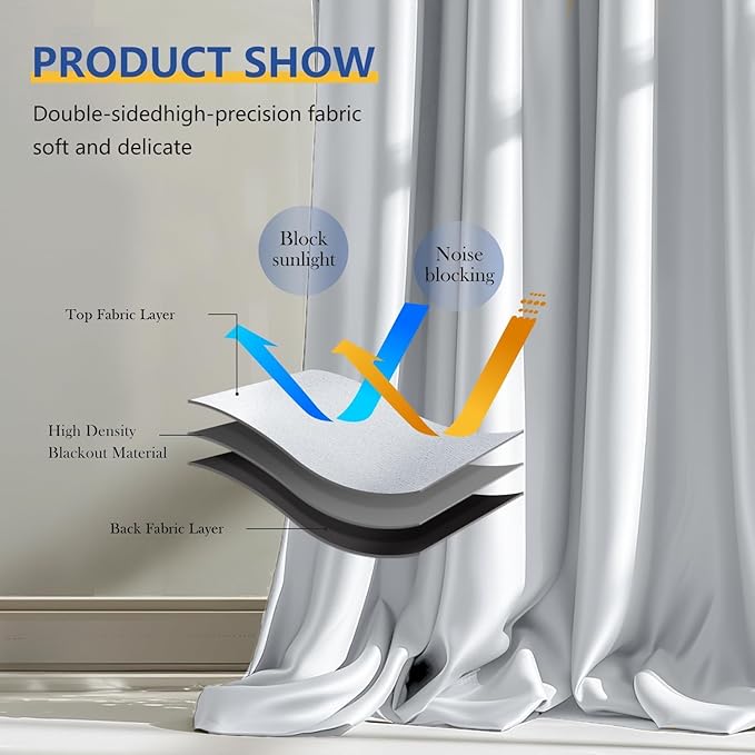 Cbsroro Room Divider Blackout Curtain Track Curtains Wall Dividers Panels Screen for Living Rooms Bedroom Office Privacy Partition Separation, W150 × L108 Inch,1 Panel, White
