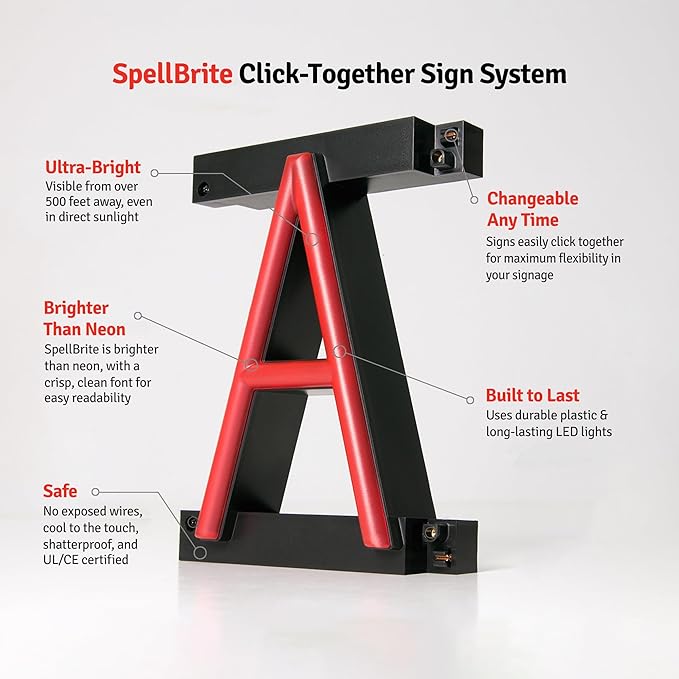 SpellBrite OFFICES Sign | Directional Sign with Neon Look, Red LED Light Source | 24.2" x 6.3"