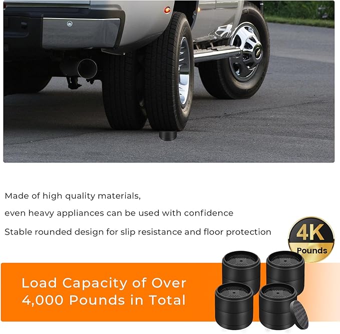 Furniture Risers Bed Risers Heavy Duty 1 inch, 2 inch, 3 inch, 4 inch Round Adjustable Bed Lifts Riser for Desk Legs Table Couch Sofa Chair Refrigerator Washing Machine (1 Inch, Black, 12 Pack )