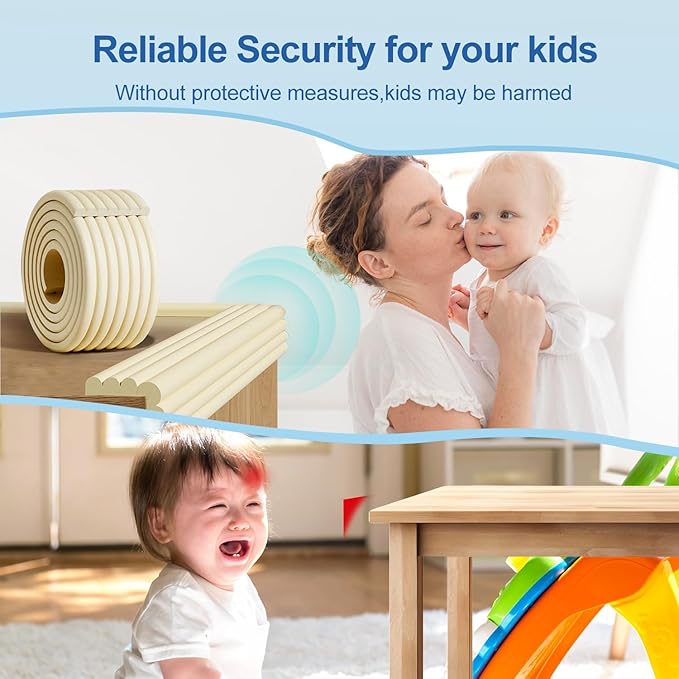 Edge Protector,Baby Proofing Baby Edge Protector Strip Safety,Soft Rubber Foam Padding,Edge Corner Guards Protector Corner Edge Bumpers for Furniture (Grey, 6.56Ft x 3.93" W x 0.4" Th)