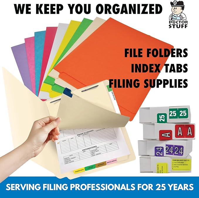 2025 Year Stickers, Doctor Stuff 2025 Chart Stickers, Fuchsia/Black Color Coded, Colwell Jewel Tone Style, USA Made Year Labels for End Tab File Folders, 500/Roll, 1 Roll, 3/4" x 1-1/2"