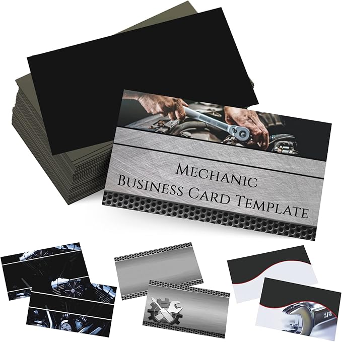 Custom Business Cards Personalized Business Cards for Small Business 300gsm Matte Paper Front & Back Sides Printed 3.5" x 2" - Mechanic Template