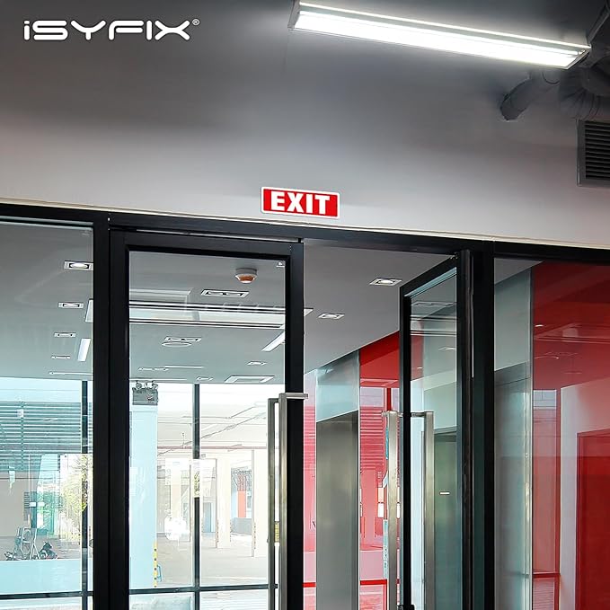 iSYFIX Exit Sign – 6 Pack 12x4 Inch – 100% Rust Free .040 Aluminum Signs, Laminated for Ultimate UV, Weather, Scratch, Water and Fade Resistance, Indoor and Outdoor, Exit Signs for Exterior.