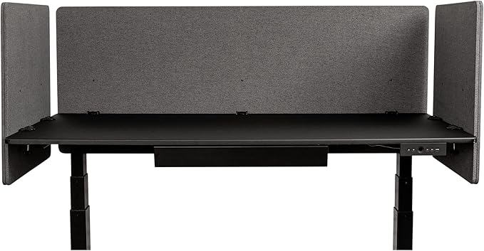 Stand Up Desk Store ReFocus Clamp-on Acoustic Desk Divider Privacy Panel That Reduces Noise and Visual Distractions (Ash Gray, 59" x 23.6, 23.6" x 23.6", & 23.6" x 23.6")