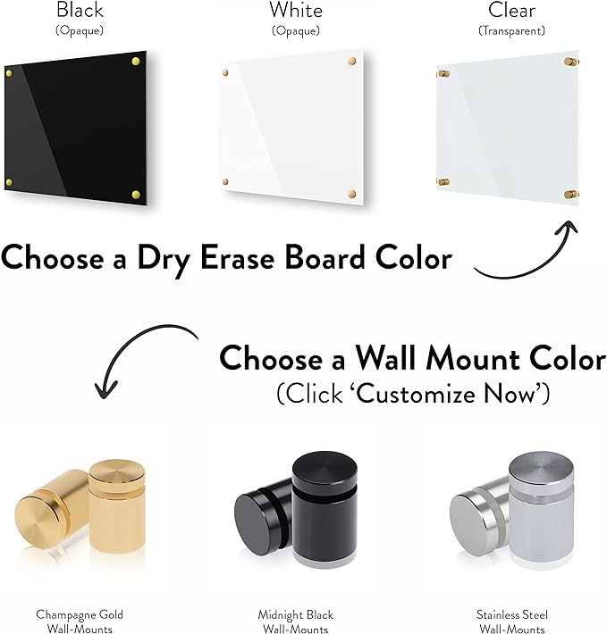 Ships Next Day, Made in USA - Acrylic Dry Erase Board | Non-Magnetic Dry Erase Board | Hanging Frameless White Board | Acrylic for Office, School and Home Walls | for Kids & Adults (Black - 20x30)