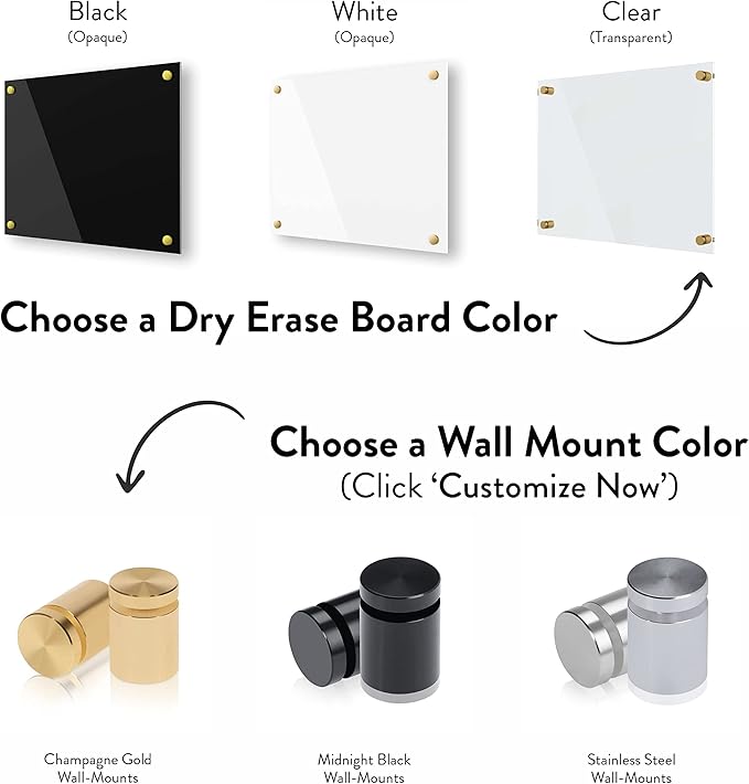 Ships Next Day, Made in USA - Acrylic Dry Erase Board | Non-Magnetic Dry Erase Board | Hanging Frameless White Board | Acrylic for Office and Home Walls | for Adults (Clear - 24x36)