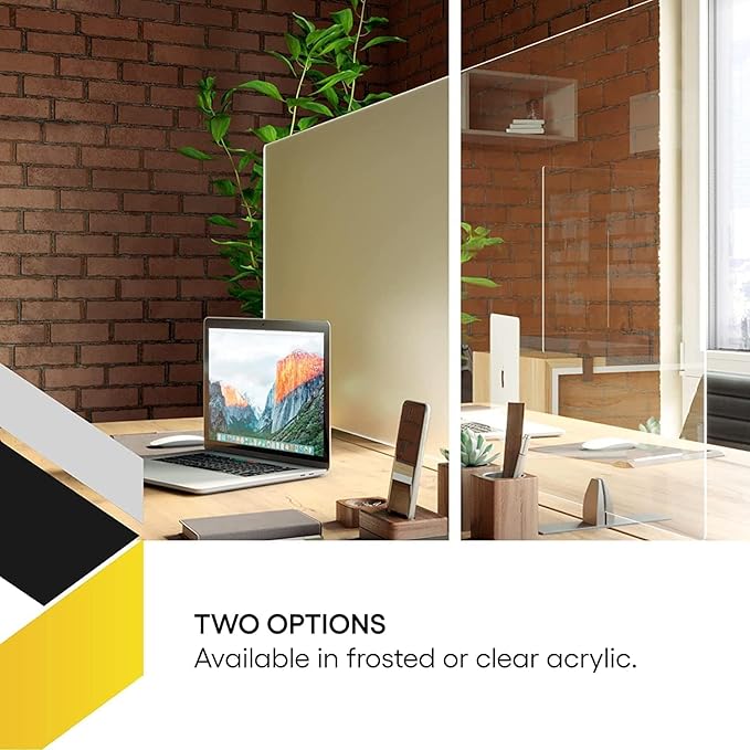 OBEX Acrylic Free Standing Screen, Divider for Desk Privacy Home & Office Partitions for Table Top Workstation, Portable Cubicle Panel for Work, 18" x 36", Clear