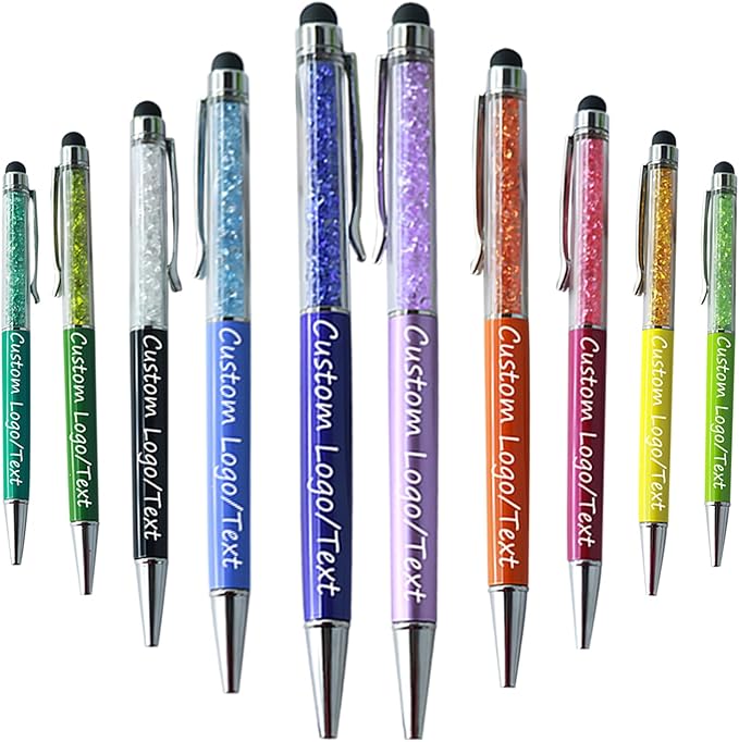 Yucold Customized Pens with Name/Logo - Touch Screen Stylus Ballpoint Pen, Perfect for Weddings, Business & Personalized Gifts (Multicolor,100)