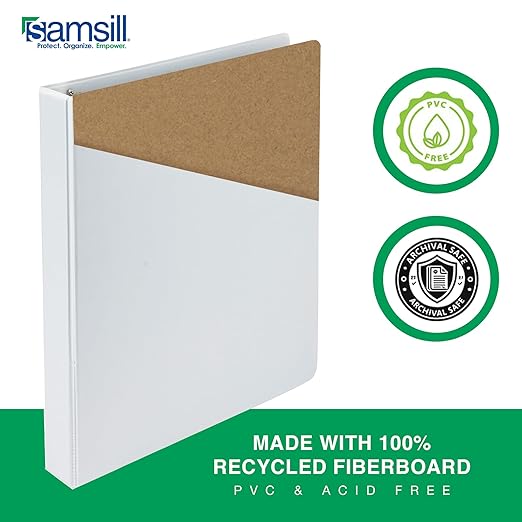 Samsill 0.5 Inch 3 Ring Binders, Made in USA, Economy Round Ring, Clear View Cover, 100 Sheet Capacity - for School, Home, Office - White, 24 Pack