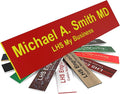 Door Name Plate Personalized for Office Red Plastic Name Plate with Yellow Letters - Made in USA 2x12 B22