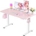 ErGear Height Adjustable Electric Standing Desk, 48 x 24 Inches Sit Stand up Desk, Memory Computer Home Office Desk with Pink Carbon Fiber Color Table Top Splice Board (Pink)