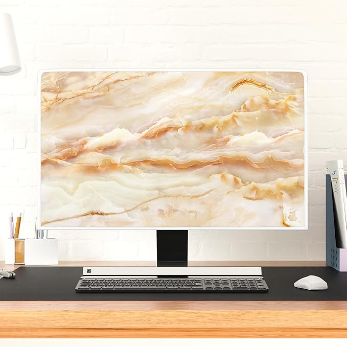 Baocicco Abstract TV Screen Cover with Marble Design Aesthetic Laptop Television Covers for Xmas LED LCD OLED TVs Decoration Anti-Static Dustproof Protective Cover for LCD/LED/HD 32 Inch