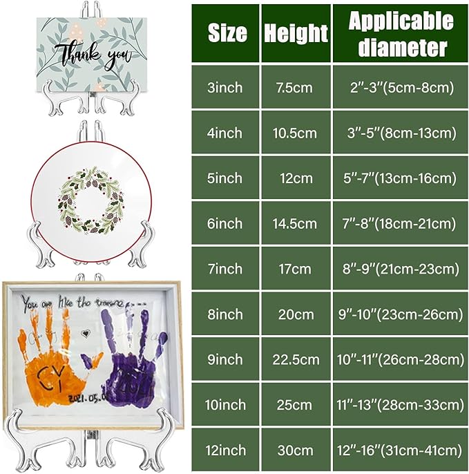 LonlyEagle 12 Pack 6 Inch Clear Plastic Easels or Stand/Plate Holders to Display Pictures or Other Items at Weddings, Plate Stands for Home Decoration, Birthdays, Tables