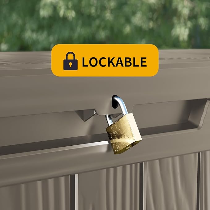 Decksplore 100 Gallon Lockable Resin Deck Box, Waterproof Outdoor Storage Box for Patio Furniture, Garden Tools, Pool Accessories, UV-Resistant Outside Delivery Grey