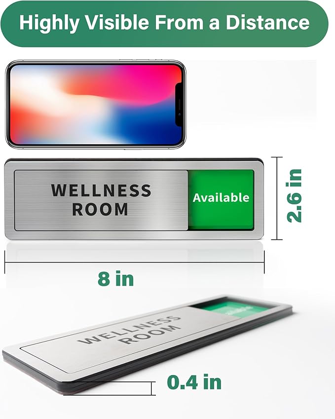 Restroom Sliding Door Signs Do Not Disturb, In Use/Available Slider Sign for Business Home Office Wellness Vacant Occupied Privacy Slide Door Sign，Brushed Silver