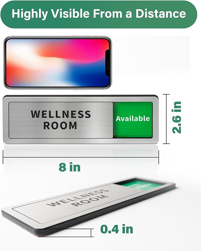 Bathroom Sliding Door Signs, Restroom Signs for Business Vacant Occupied Restroom Sign In Use/Available Slider Sign for Home Office Or Public Bathroom Door, Brushed Silver Stainless Steel