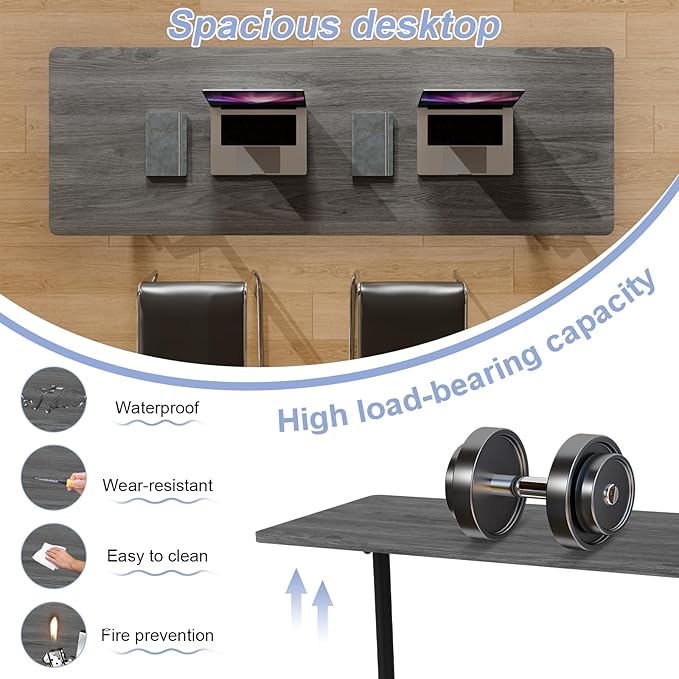 Conference Table Flip Top Mobile Conference Room Tables,Folding Conference Table with Wheels,Large Meeting Training Seminar Table Saving Space for Office Classroom(12C,55.1'')