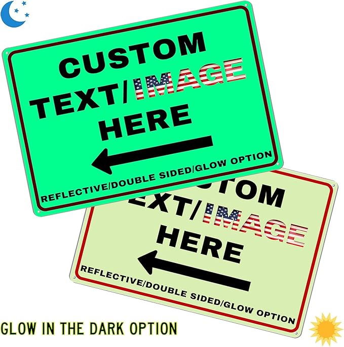 Custom Directional Arrow Sign, Glow in the Dark/Reflective Option, Personalized Metal Address Plaque, Customize for Business Logo, Office, Home, Yard, Outdoor 10''x7''