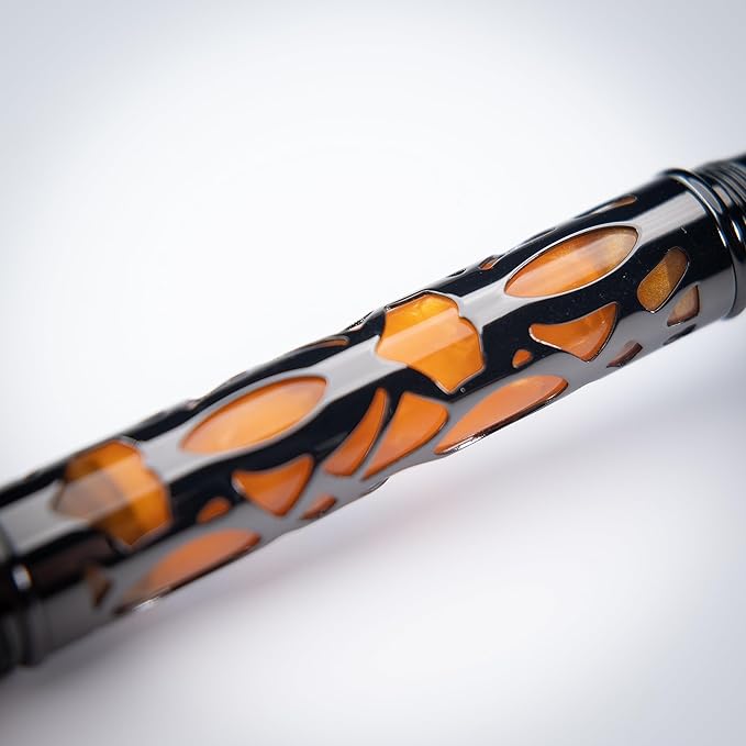 Conklin Endura Deco Crest Fountain Pen in Orange with Rose Gold Accents – Stub Nib, Refillable Luxury Writing Instrument