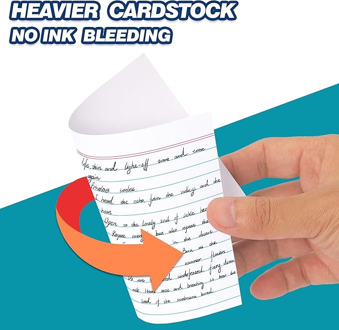 Chell Extra Heavyweight Ruled Index Cards 4x6 Inch, No Bleed-Through, 200 Count, Ruled Front and Blank Back, 85 lb. Cover Weight, White