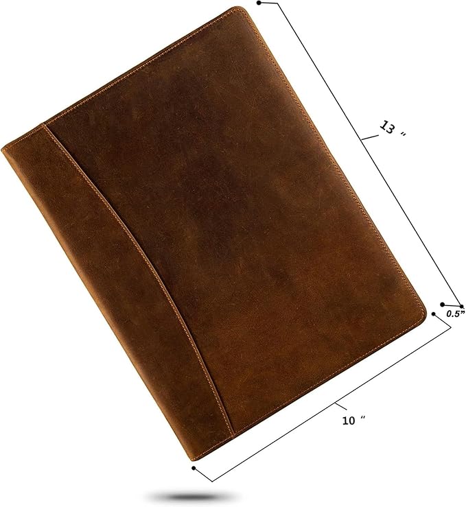 Jack&Chris Leather Portfolio, A4 Document Folder Legal Pad Padfolio, Professional Writing Letter Notepad Clipboard Sleeve Organizer, Resume Folio Binder for Men&Women,JC1823