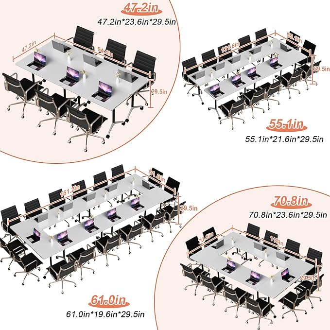 Conference Table Flip Top Mobile Conference Room Tables,Folding Conference Table with Wheels,Large Meeting Training Seminar Table Saving Space for Office Classroom(10A,47.2'')